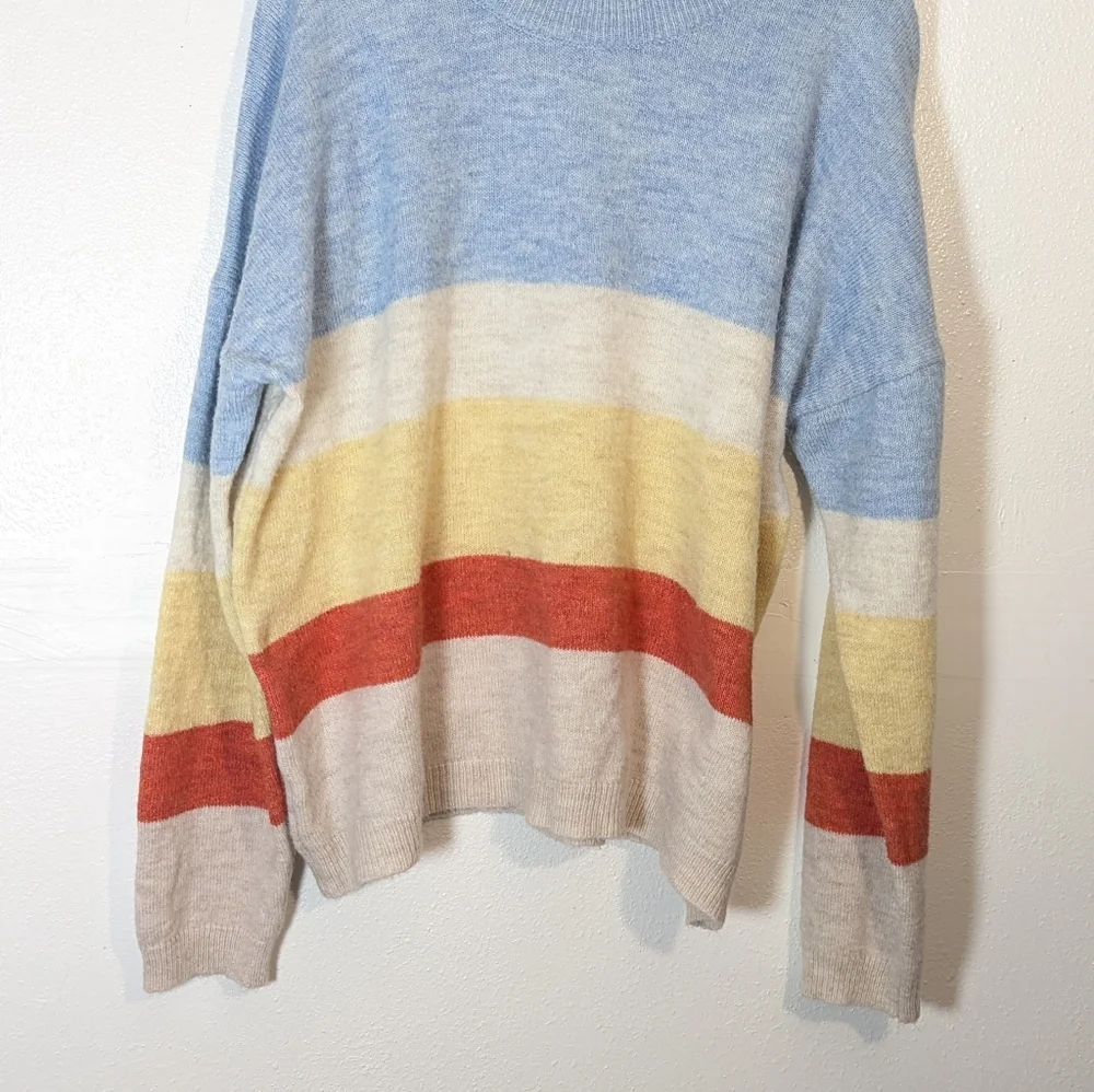 Women's Urban Outfitters Blue And Yellow Stripe Wool Sweater - Picture 9 of 9
